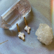 Load image into Gallery viewer, pearl cross earrings
