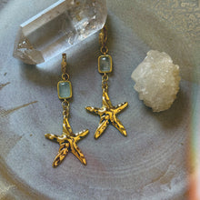 Load image into Gallery viewer, aquamarine starfish earrings
