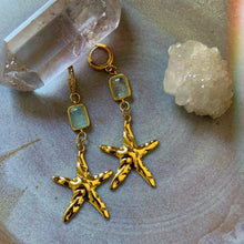 Load image into Gallery viewer, aquamarine starfish earrings
