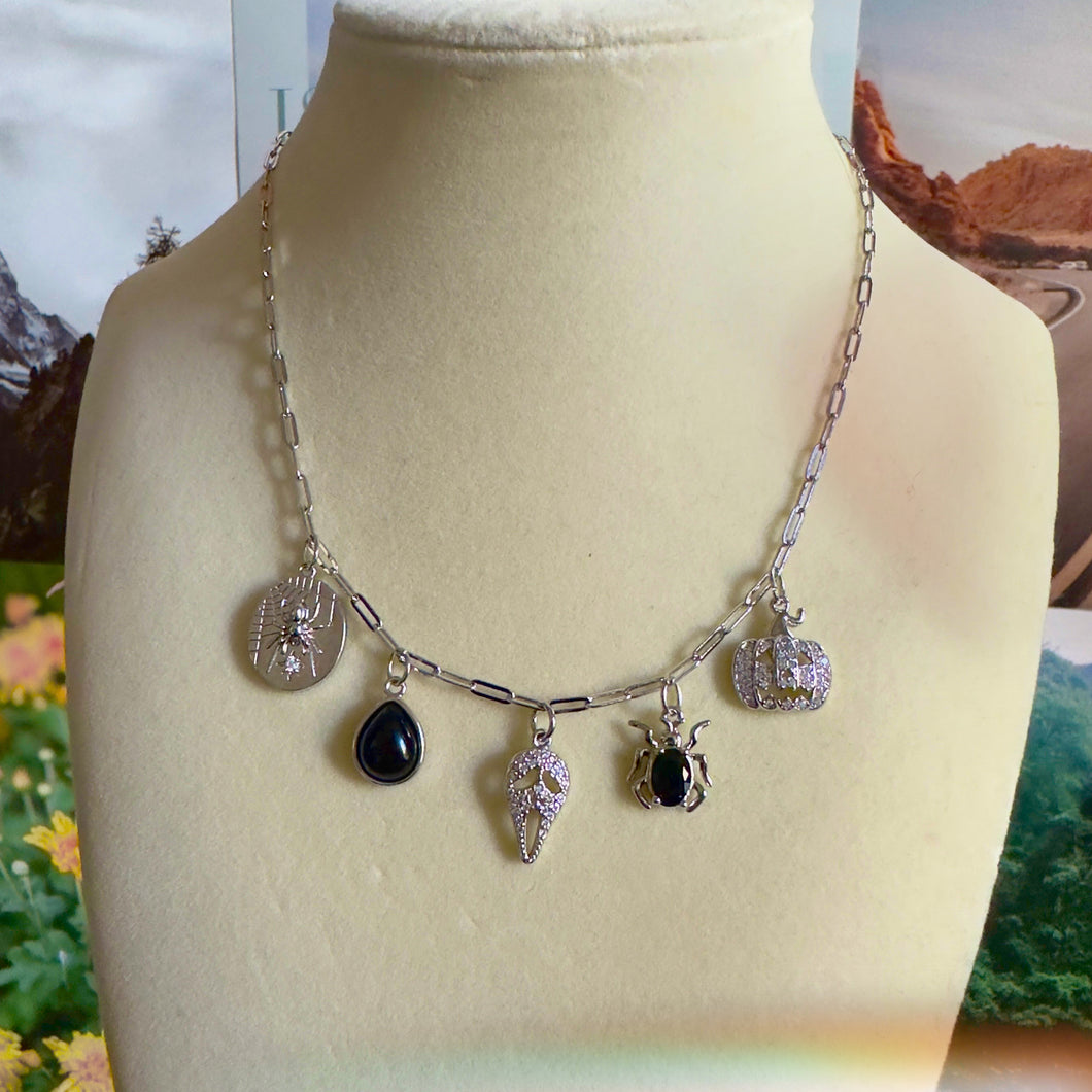 spooky charm necklace / silver