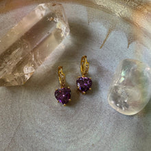 Load image into Gallery viewer, purple heart earrings
