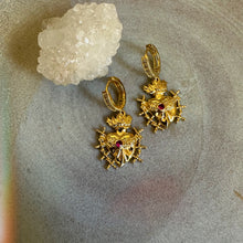 Load image into Gallery viewer, gold sacred heart earrings
