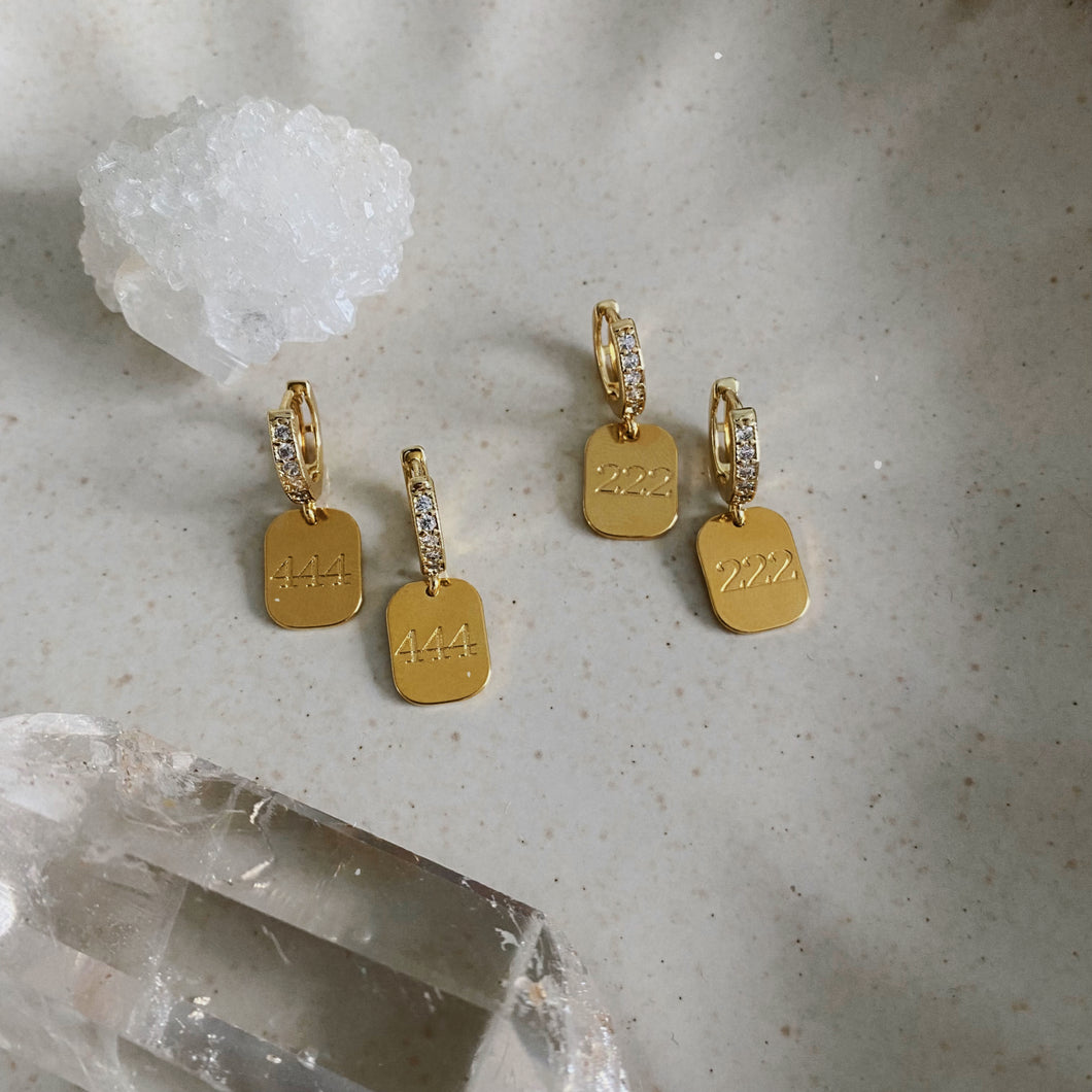 angel number earrings / gold
